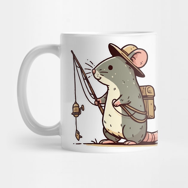 cute rat fishing with fishing rod by fikriamrullah